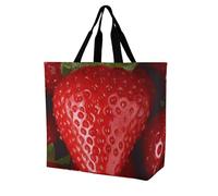 Rkklvbns Red Strawberry Women Tote Bag Shoulder Grocerie Bags Portable Storage Handbag Lightweight Durable for Work Travel Casual Bag