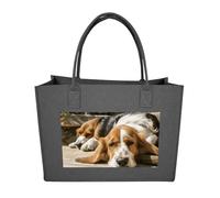 Rkklvbns Resting Dog Tote Bag for Unisex, Felt Shopping Case, Reusable Shoulder Bags with Handles, Handbag, Dark Gray, One Size