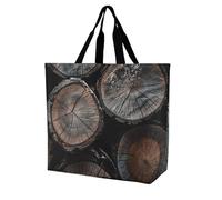 Rkklvbns Round Cut Wood Women Tote Bag Shoulder Grocerie Bags Portable Storage Handbag Lightweight Durable for Work Travel Casual Bag