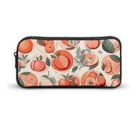 Rkklvbns Round Peach Large Pencil Case Portable Pencil Bag with Zipper Stationery Organizer Simple Storage Aesthetic Stationery for Office College Adult Use