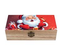Rkklvbns Santa Claus Xmas Gifts Wooden Storage Box Vintage Decorative Boxes With Hinged Lid Keepsake Box Jewelry Gift Boxes For Home Decor Storage