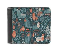 Rkklvbns Scandinavian Animals Leather Wallets RFID Blocking Slim Front Pocket Wallet Leather Money Clip, Stylish Mens Bifold Wallet Credit Card Holder Gift for Men