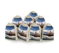 Rkklvbns Sea Lighthouse 8 Pack Drawstring Bag, Cotton Hemp Bunches Pocket | Reusable Jewelry Pouches for Women, Durable Gift Wrap Bags for Men, Washable Wedding Storage 4.9x6.7 inches