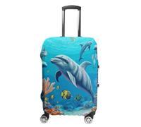 Rkklvbns Seabed Coral Fish Dolphins Travel Luggage Cover Anti-scratch Suitcase Cover Elastic Suitcase Protective Cover Fits 19-32 Inch Luggage, style, Small, Luggage Case Cover