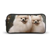 Rkklvbns Short-haired Pomeranian Dog Large Pencil Case Portable Pencil Bag with Zipper Stationery Organizer Simple Storage Aesthetic Stationery for Office College Adult Use