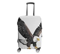 Rkklvbns Sketch of Bald Eagle Diving Luggage Cover for Travel, Washable Suitcase Protector for Home, Anti Scratch Luggage Covers with Zippers on Both Sides, Stretchable Outdoor Accessories, white