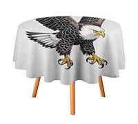Rkklvbns Sketch of Bald Eagle Diving Tablecloth for Wedding, Washable Table Cloth for Restaurant, Round Polyester Table Cover 50x50in for Party, Waterproof Tablecloth for Banquet, Holiday Decor