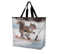 Rkklvbns Skiing Squirrel Women Tote Bag Shoulder Grocerie Bags Portable Storage Handbag Lightweight Durable for Work Travel Casual Bag