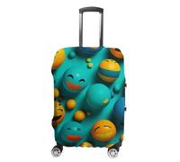 Rkklvbns Smiley Face Luggage Cover for Travel, Washable Suitcase Protector for Home, Anti Scratch Luggage Covers with Zippers on Both Sides, Stretchable Outdoor Accessories, white, Small, Luggage Case