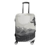 Rkklvbns Snow Mountain Lone Wolf Luggage Cover for Travel, Washable Suitcase Protector for Home, Anti Scratch Luggage Covers with Zippers on Both Sides, Stretchable Outdoor Accessories, white, XL
