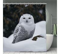 Rkklvbns Snow Owl Shower Curtain for Home, Reusable Curtain Liner with Hooks, Lightweight Bath Curtains for Hotel, Waterproof Bath Curtains for Gym, Apartment, 70.8"x70.8"