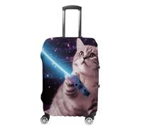 Rkklvbns Space Laser Cat Novelty Cute Funny Travel Luggage Cover Anti-scratch Suitcase Cover Elastic Suitcase Protective Cover Fits 19-32 Inch Luggage, style, XL, Luggage Case Cover