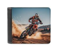 Rkklvbns Sports Motorcycle Leather Wallets RFID Blocking Slim Front Pocket Wallet Leather Money Clip, Stylish Mens Bifold Wallet Credit Card Holder Gift for Men