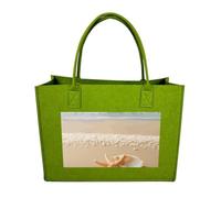 Rkklvbns Starfish Shell And Beach Tote Bag for Unisex, Felt Shopping Case, Reusable Shoulder Bags with Handles, Handbag, Light Green, One Size