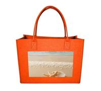 Rkklvbns Starfish Shell And Beach Tote Bag for Unisex, Felt Shopping Case, Reusable Shoulder Bags with Handles, Handbag, Fruit Orange, One Size