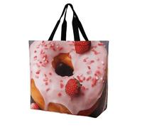 Rkklvbns Strawberry Donut Women Tote Bag Shoulder Grocerie Bags Portable Storage Handbag Lightweight Durable for Work Travel Casual Bag