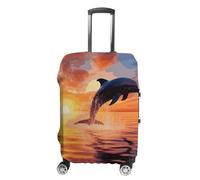 Rkklvbns Sunset Dolphin Travel Luggage Cover Anti-scratch Suitcase Cover Elastic Suitcase Protective Cover Fits 19-32 Inch Luggage, style, L, Luggage Case Cover