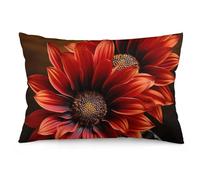 Rkklvbns Super Soft Pillow Case Cover with Zipper, Furry Fuzzy Rectangular Cushion Case 12 "x20 for Bedroom, Red Sunflower Body Pillow Cover for Couch, Living Room, All Seasons