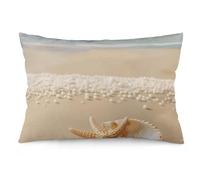 Rkklvbns Super Soft Pillow Case Cover with Zipper, Furry Fuzzy Rectangular Cushion Case 12 "x20 for Bedroom, Starfish Shell and Beach Body Pillow Cover for Couch, Living Room, All Seasons