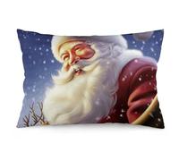Rkklvbns Super Soft Pillow Case Cover with Zipper, Furry Fuzzy Rectangular Cushion Case 12 "x20 for Bedroom, Smiling Santa Claus Body Pillow Cover for Couch, Living Room, All Seasons