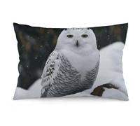Rkklvbns Super Soft Pillow Case Cover with Zipper, Furry Fuzzy Rectangular Cushion Case 12 "x20 for Bedroom, Snow Owl Body Pillow Cover for Couch, Living Room, All Seasons