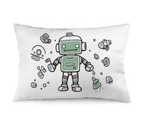 Rkklvbns Super Soft Pillow Case Cover with Zipper, Furry Fuzzy Rectangular Cushion Case 12 "x20 for Bedroom, Line Robot Body Pillow Cover for Couch, Living Room, All Seasons