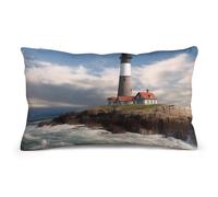 Rkklvbns Super Soft Pillow Case Cover with Zipper, Furry Fuzzy Rectangular Cushion Case 8"x12" for Bedroom, Sea Lighthouse Body Pillow Cover for Couch, Living Room, All Seasons