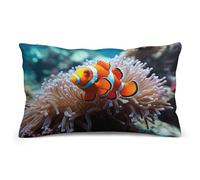 Rkklvbns Super Soft Pillow Case Cover with Zipper, Furry Fuzzy Rectangular Cushion Case 8"x12" for Bedroom, Clown Fish Body Pillow Cover for Couch, Living Room, All Seasons