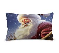 Rkklvbns Super Soft Pillow Case Cover with Zipper, Furry Fuzzy Rectangular Cushion Case 8"x12" for Bedroom, Smiling Santa Claus Body Pillow Cover for Couch, Living Room, All Seasons