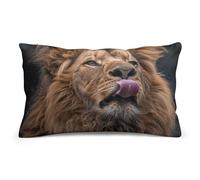 Rkklvbns Super Soft Pillow Case Cover with Zipper, Furry Fuzzy Rectangular Cushion Case 8"x12" for Bedroom, Lion Sticks Out Tongue Body Pillow Cover for Couch, Living Room, All Seasons