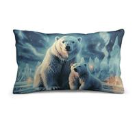 Rkklvbns Super Soft Pillow Case Cover with Zipper, Furry Fuzzy Rectangular Cushion Case 8"x12" for Bedroom, Two Polar Bears Body Pillow Cover for Couch, Living Room, All Seasons