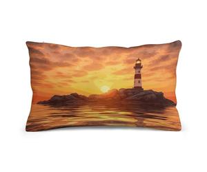 Rkklvbns Super Soft Pillow Case Cover with Zipper, Furry Fuzzy Rectangular Cushion Case 8"x12" for Bedroom, Sea Lighthouse in Sunset Body Pillow Cover for Couch, Living Room, All Seasons