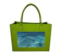 Rkklvbns The Blue Sea Tote Bag for Unisex, Felt Shopping Case, Reusable Shoulder Bags with Handles, Handbag, Light Green, One Size