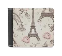 Rkklvbns The Eiffel Tower Leather Wallets RFID Blocking Slim Front Pocket Wallet Leather Money Clip, Stylish Mens Bifold Wallet Credit Card Holder Gift for Men