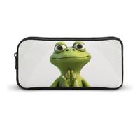 Rkklvbns The Funny Frog Doing Yoga Large Pencil Case Portable Pencil Bag with Zipper Stationery Organizer Simple Storage Aesthetic Stationery for Office College Adult Use