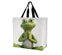 Rkklvbns The Funny Frog Doing Yoga Women Tote Bag Shoulder Grocerie Bags Portable Storage Handbag Lightweight Durable for Work Travel Casual Bag