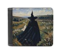 Rkklvbns The Witch of Darkness Leather Wallets RFID Blocking Slim Front Pocket Wallet Leather Money Clip, Stylish Mens Bifold Wallet Credit Card Holder Gift for Men
