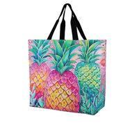 Rkklvbns Three Big Pineapples Women Tote Bag Shoulder Grocerie Bags Portable Storage Handbag Lightweight Durable for Work Travel Casual Bag