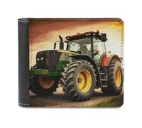 Rkklvbns Tractor Theme Leather Wallets RFID Blocking Slim Front Pocket Wallet Leather Money Clip, Stylish Mens Bifold Wallet Credit Card Holder Gift for Men