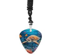 Rkklvbns Tropical Fish Starfish Guitar Pick Holder Necklace for Women, Personalized Bass Pick Pendant for Men, Rock Music Picks Necklace with Chain for Party, Music Inspired Gift