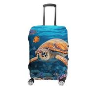 Rkklvbns Tropical Fish Starfish Luggage Cover for Travel, Washable Suitcase Protector for Home, Anti Scratch Luggage Covers with Zippers on Both Sides, Stretchable Outdoor Accessories, white, Small