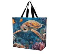 Rkklvbns Tropical Fish Starfish Shopping Bag Foldable, Reusable Grocery Bag for Outdoor, Large Capacity Shoulder Bags Washable Tote Bags for Work, Beach, Travel