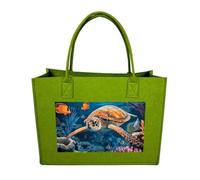 Rkklvbns Tropical Fish Starfish Tote Bag for Unisex, Felt Shopping Case, Reusable Shoulder Bags with Handles, Handbag, Light Green, One Size