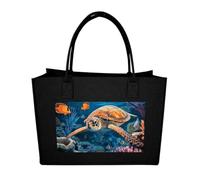 Rkklvbns Tropical Fish Starfish Tote Bag for Unisex, Felt Shopping Case, Reusable Shoulder Bags with Handles, Handbag, Black, One Size