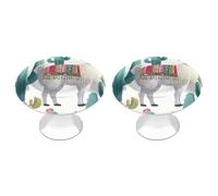 Rkklvbns Tropical Llama Alpaca Green Flower Cabinet Handles 2 Pack Modern Dresser Drawer Knobs with 1.1 Inch Center Hole Solid Round Wardrobe Pulls for Kitchen Cabinets Bedroom