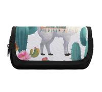 Rkklvbns Tropical Llama Alpaca Green Flower Pencil Case Double Large Capacity Pencil Box Durable Pen Bag with Zipper Multi-Slot Pen Pouch Stylish Office Storage Box