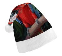 Rkklvbns Two Colored Parrots Christmas Hat Personalization Party Headwear Funny Santa Claus Hat Comfort Classic Adults Christmas Hats For Festive Holiday Party Supplies
