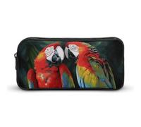 Rkklvbns Two Colored Parrots Large Pencil Case Portable Pencil Bag with Zipper Stationery Organizer Simple Storage Aesthetic Stationery for Office College Adult Use