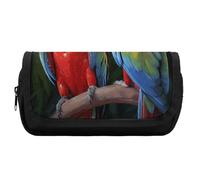 Rkklvbns Two Colored Parrots Pencil Case Double Large Capacity Pencil Box Durable Pen Bag with Zipper Multi-Slot Pen Pouch Stylish Office Storage Box