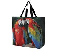 Rkklvbns Two Colored Parrots Women Tote Bag Shoulder Grocerie Bags Portable Storage Handbag Lightweight Durable for Work Travel Casual Bag